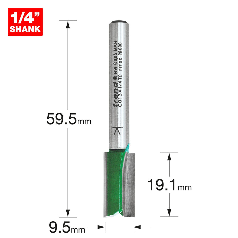 C013X1/4TC - Two Flute Cutter 9.5mm diameter