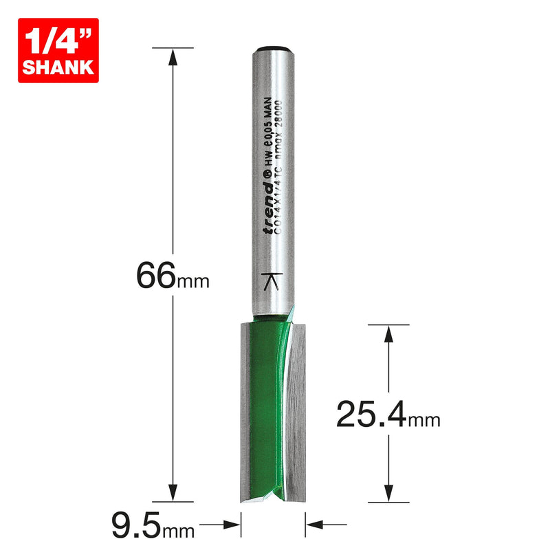 C014X1/4TC - Two Flute Cutter 9.5mm diameter