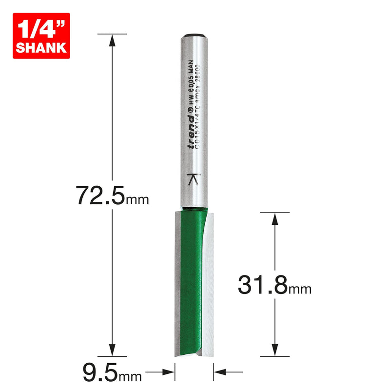 C015X1/4TC - Two Flute Cutter 9.5mm diameter