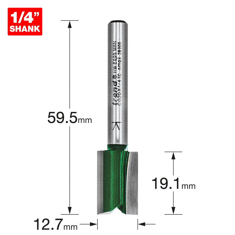 C020X1/4TC - Two Flute Cutter 12.7mm diameter
