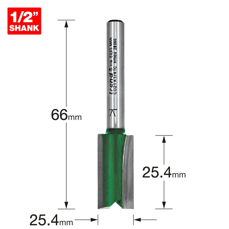 C021X1/4TC - Two Flute Cutter 12.7mm diameter