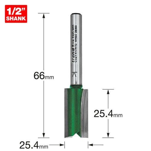 Trend C021X1/4TC - Two Flute Cutter 12.7mm diameter