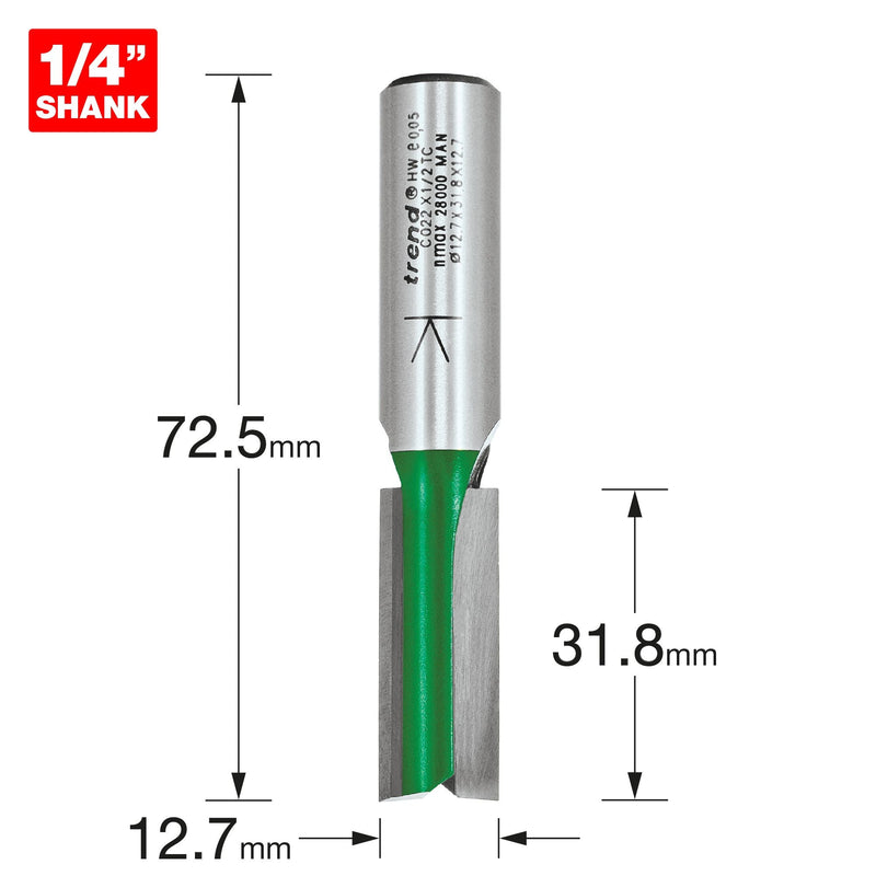 C022X1/4TC - Two Flute Cutter 12.7mm diameter