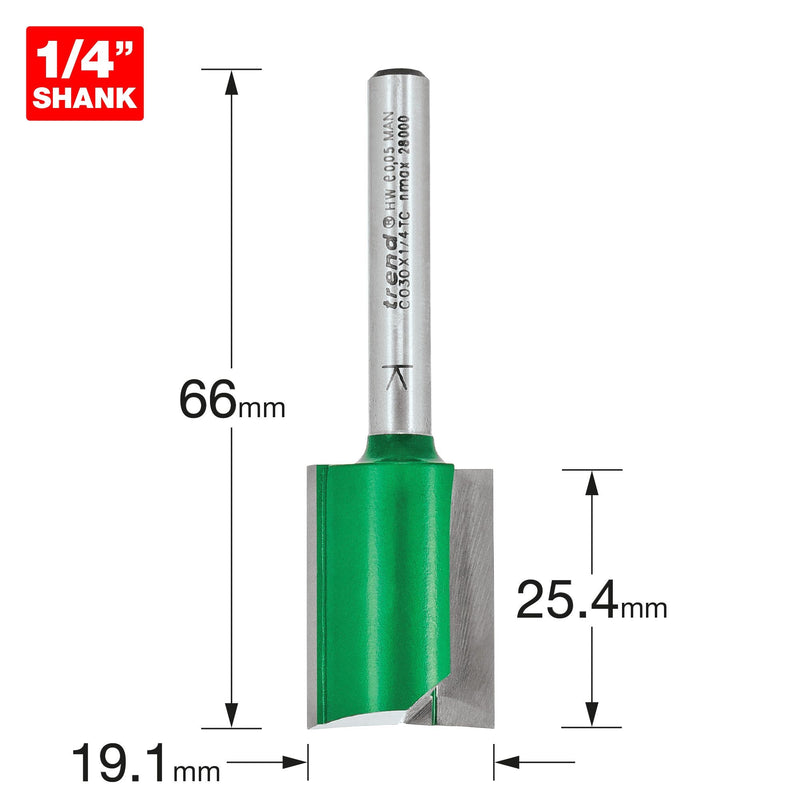 C030X1/4TC - Two Flute Cutter 19.1mm diameter