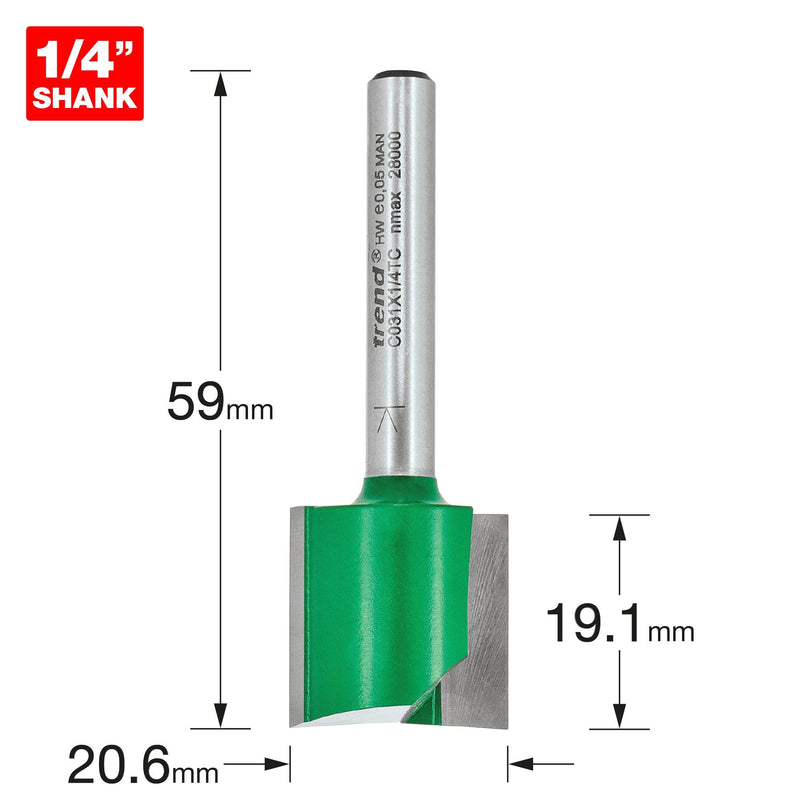 C031X1/4TC - Two flute cutter 20.6mm diameter