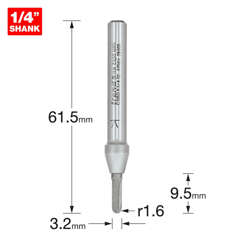 C050X1/4TC - Radius 1.6mm radius x 3.2mm diameter