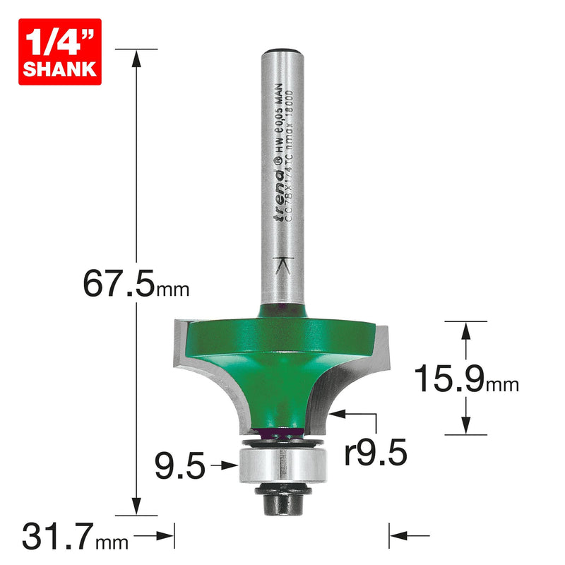 C078X1/4TC - Rounding over 9.5mm radius x 15.9mm cut