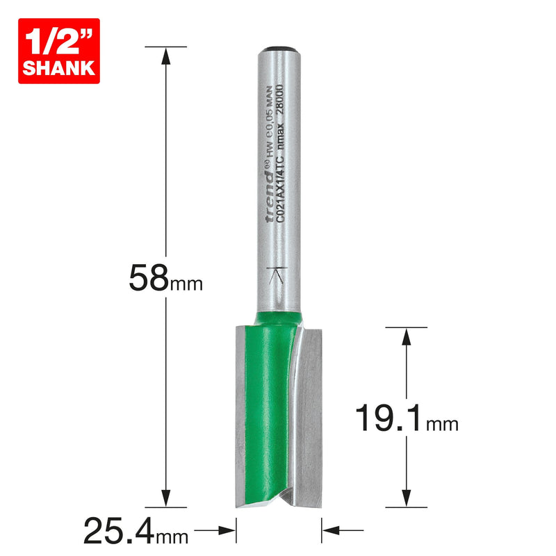 C033X1/2TC - Two Flute Cutter 25.4mm diameter