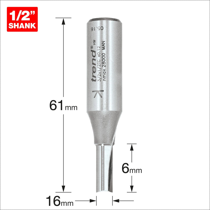 3/2X1/2TC - Two flute cutter 6mm diameter