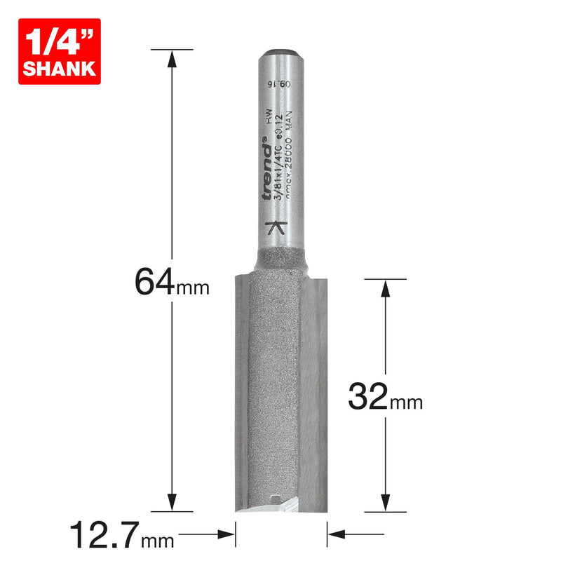 3/81X1/4TC - Two flute cutter 12.7mm diameter