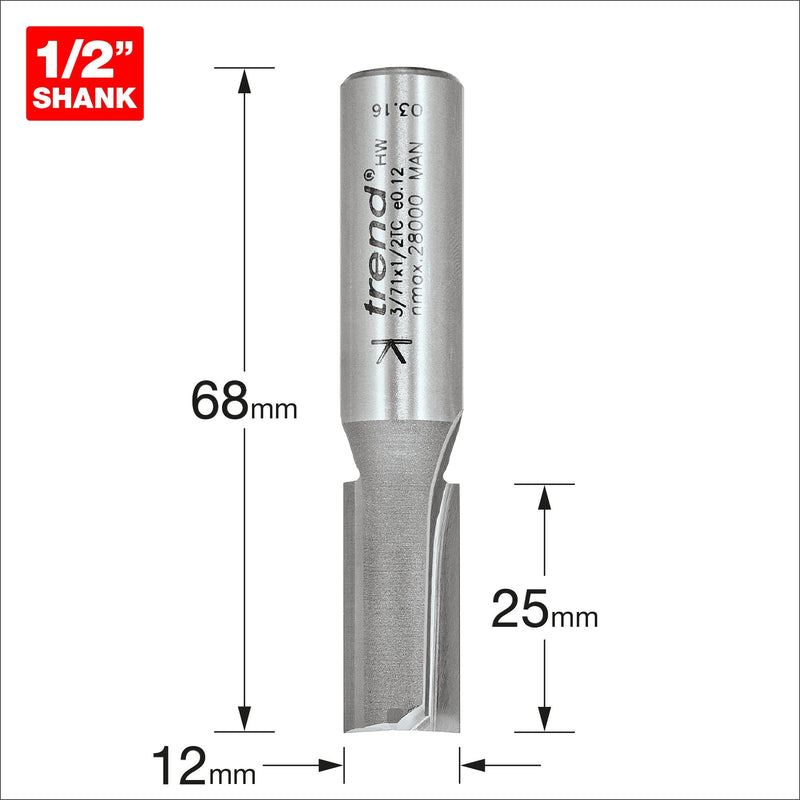 3/71X1/2TC - Two flute cutter 12mm diameter