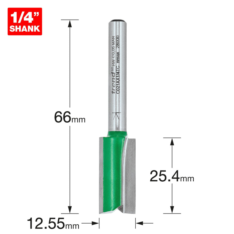 C021AX1/4TC - Two Flute Cutter 12.55mm diameter