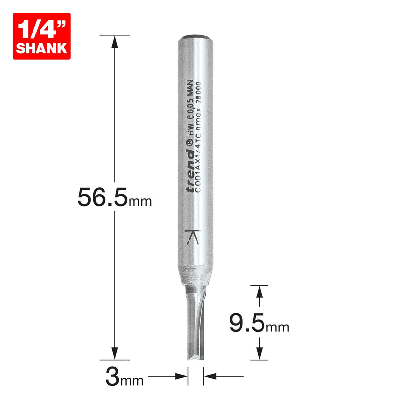 C001AX1/4TC - Two Flute Cutter 3mm diameter
