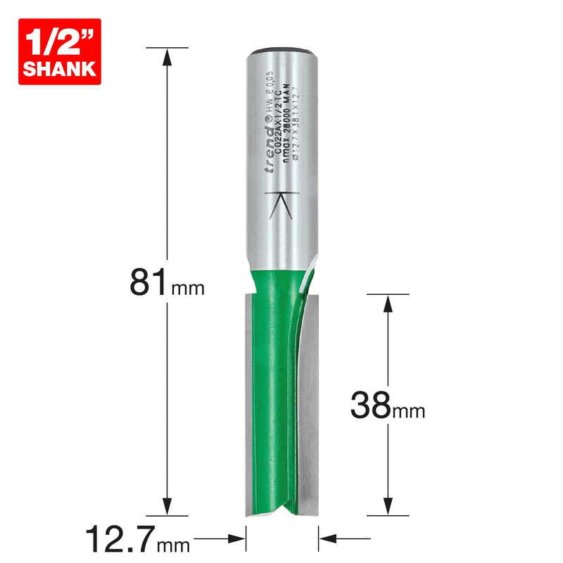 C022AX1/2TC - Two Flute Cutter 12.7mm diameter