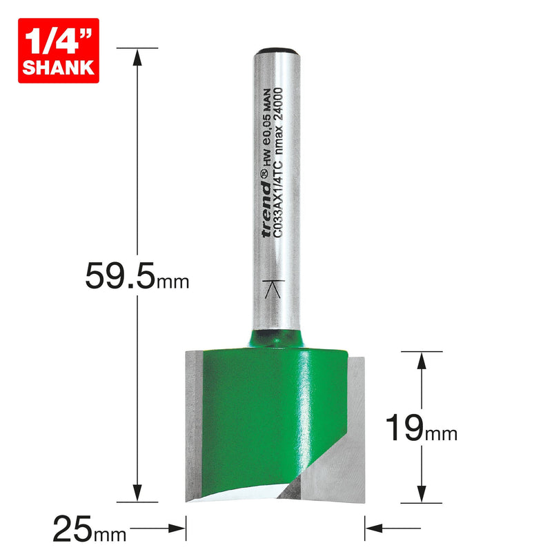 C033AX1/4TC - Two flute cutter 25mm diameter
