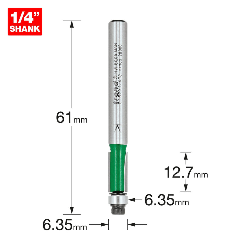C167X1/4TC - Guided trimmer 6.35mm diameter x 12.7mm