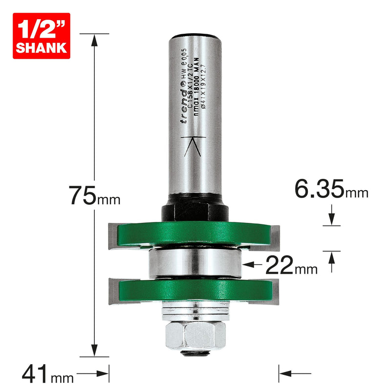 C158X1/2TC - Tongue and groover set 41mm diameter