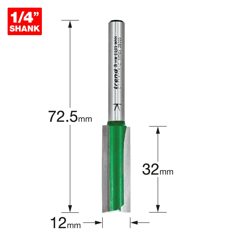 C171X1/4TC - Two flute cutter 12mm diameter