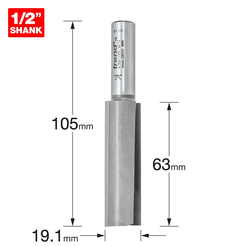 4/52X1/2TC - Two flute cutter 19.1mm diameter