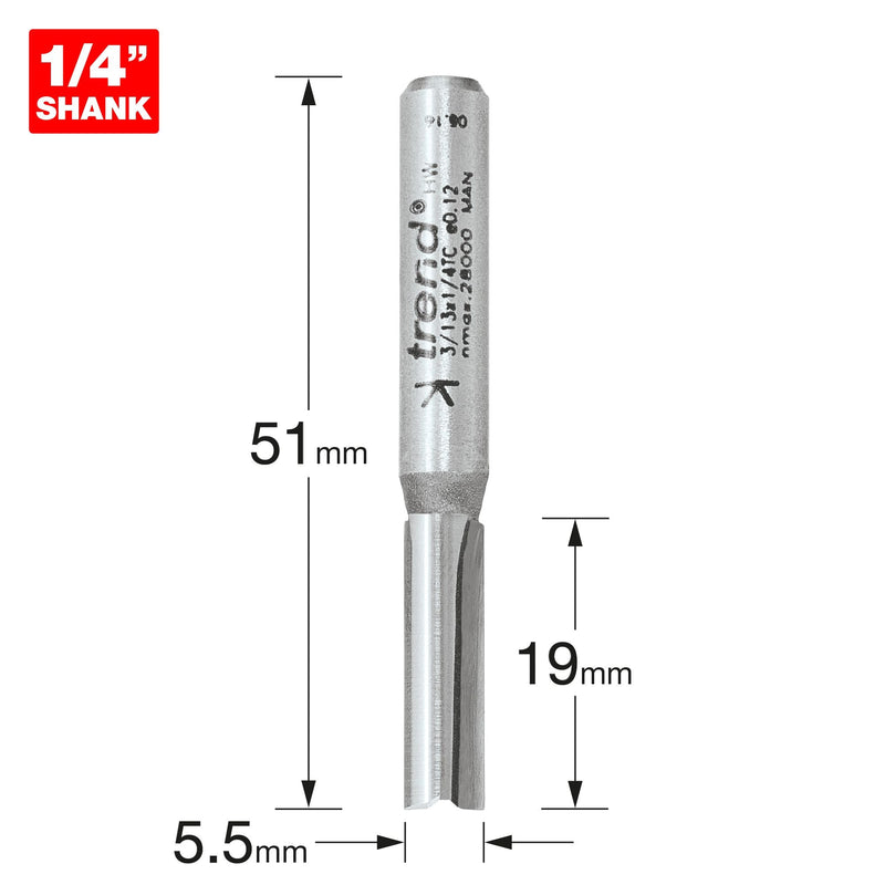 3/13X1/4TC - Two flute cutter 5.5mm diameter