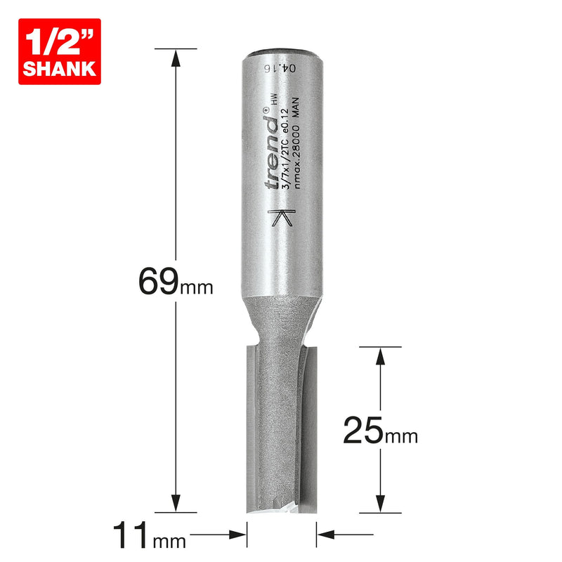 3/7X1/2TC - Two flute cutter 11mm diameter
