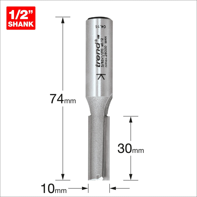 3/62X1/2TC - Two flute cutter 10mm diameter
