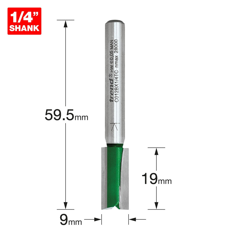 C012BX1/4TC - Two Flute Cutter 9mm diameter