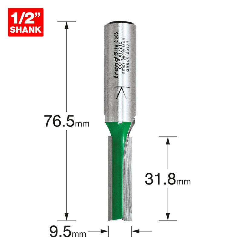 C015X1/2TC - Two Flute Cutter 9.5mm diameter
