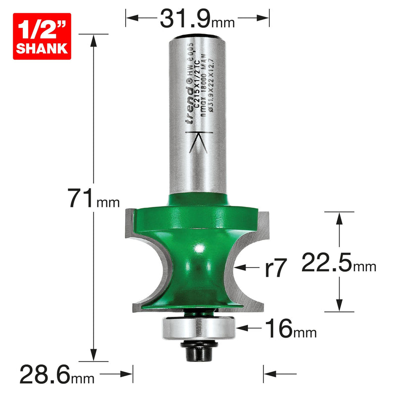 C215X1/2TC - Bearing guided corner bead 7mm radius