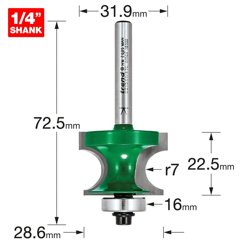 C215X1/4TC - Bearing guided corner bead 7mm radius