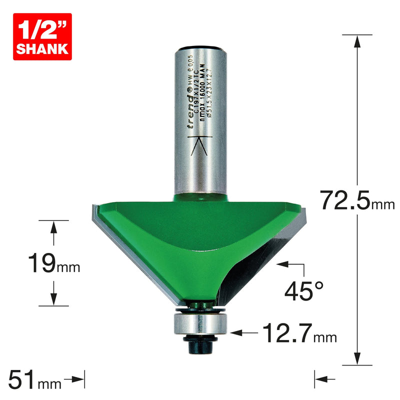 C197X1/2TC - Bearing guided chamfer angle=45 degrees