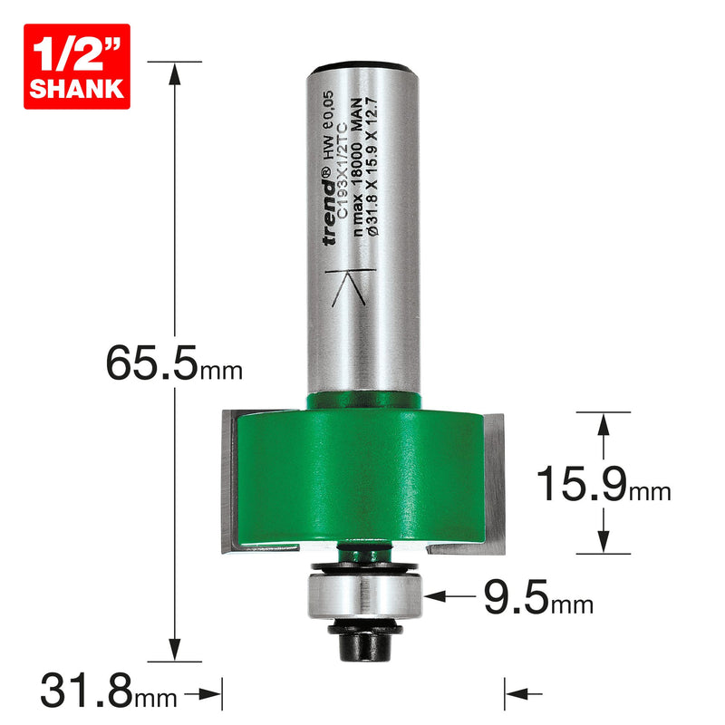 C193X1/2TC - Bearing guided rebater 31.8mm diameter x 15.9mm