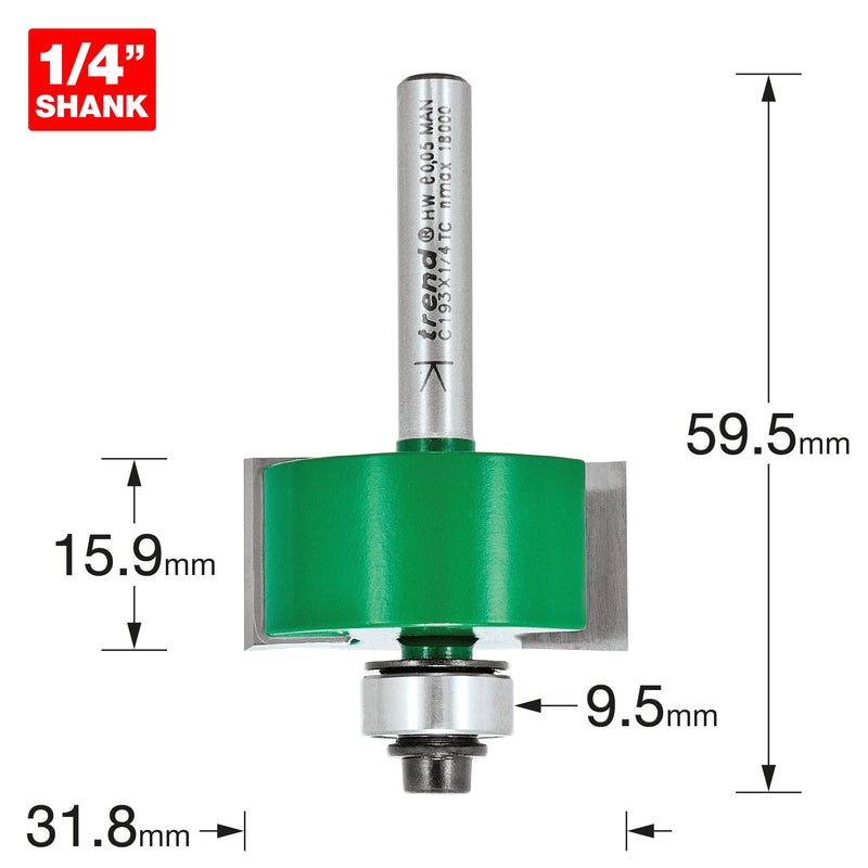 C193X1/4TC - Bearing guided rebater 31.8mm diameter x 15.9mm