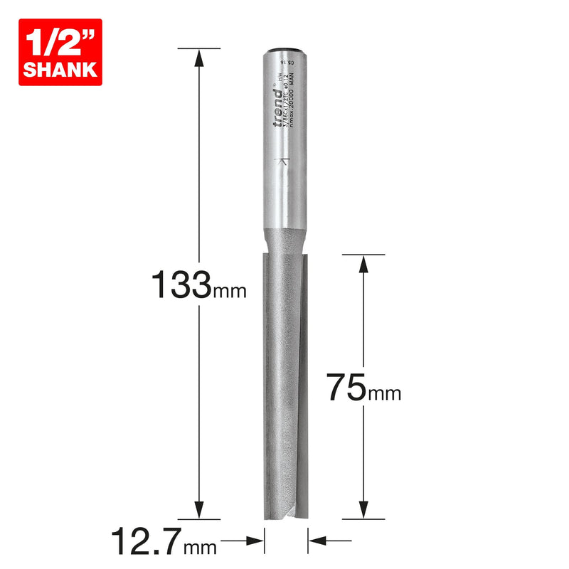 3/86CX1/2TC - Two flute 12.7mm dia x 75mm cut