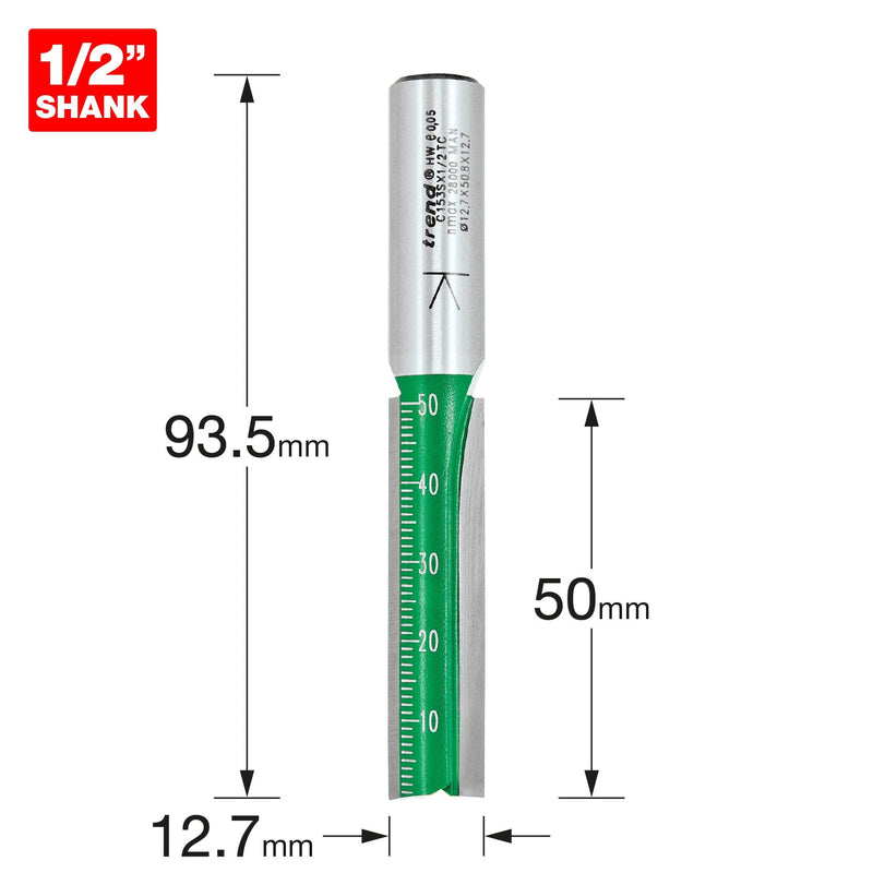 C153SX1/2TC - Two Flute 12.7mm diameter x 50mm Cut Scale