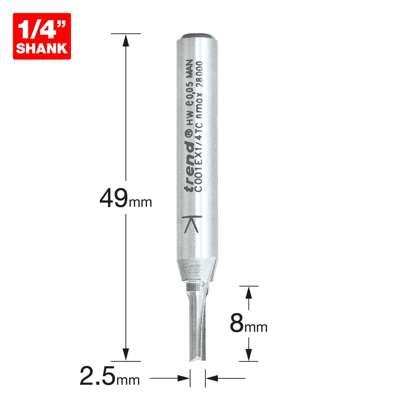 C001EX1/4TC - Two Flute Cutter 2.5mm diameter