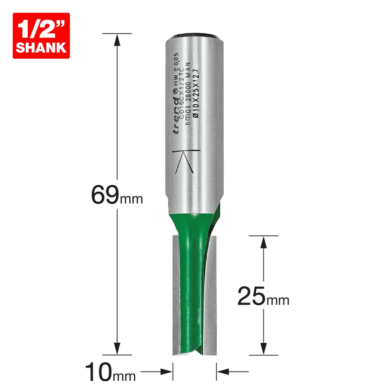 C016CX1/2TC - Two flute cutter 10mm diameter