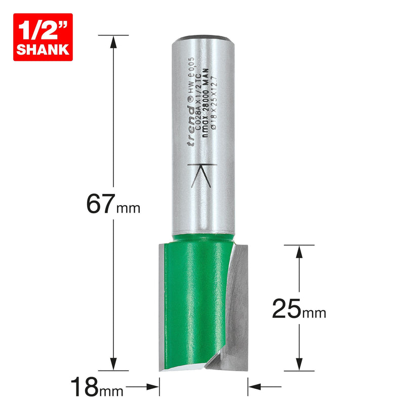 C028AX1/2TC - Two Flute Cutter 18.0mm diameter