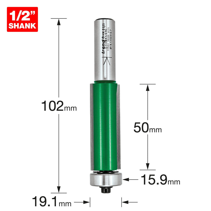 C117BX1/2TC - Guided trimmer 19.1mm diameter