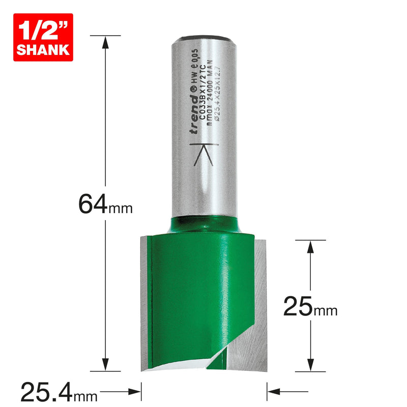 C033BX1/2TC - Two Flute Cutter 25.4mm diameter