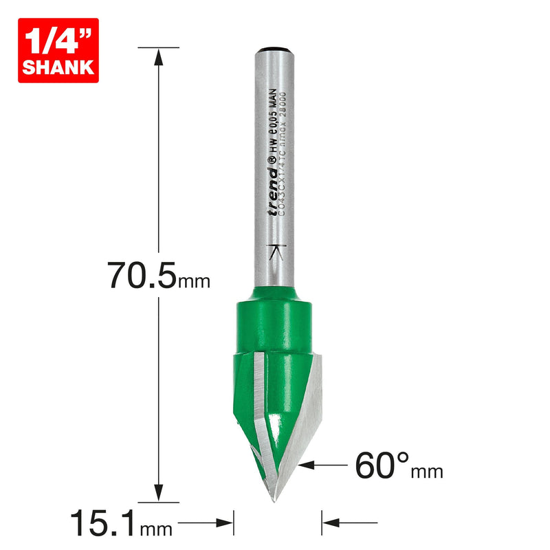 C043CX1/4TC - Triple flute engraver angle =60 degrees