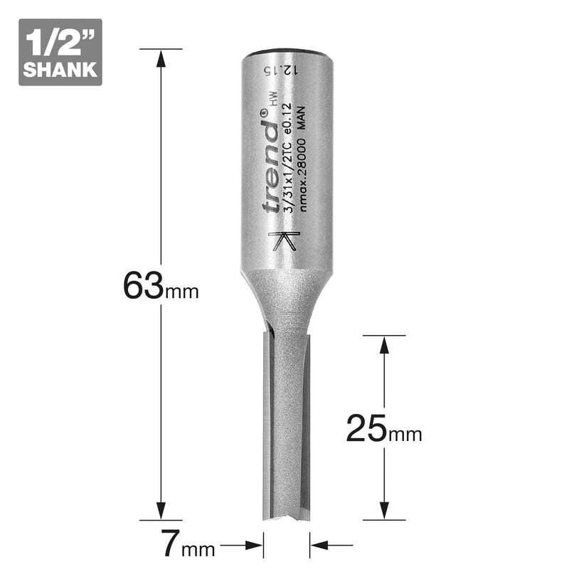 3/3X1/2TC - Two flute cutter 7mm diameter