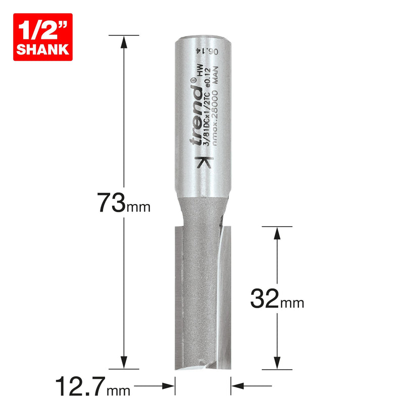 3/81DCX1/2TC - Two flute cutter 12.7mm diameter