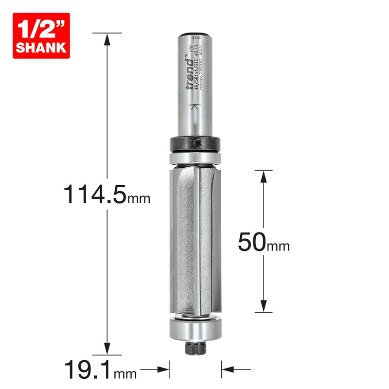 46/501X1/2TC - Double guided trim profile cutter four flute