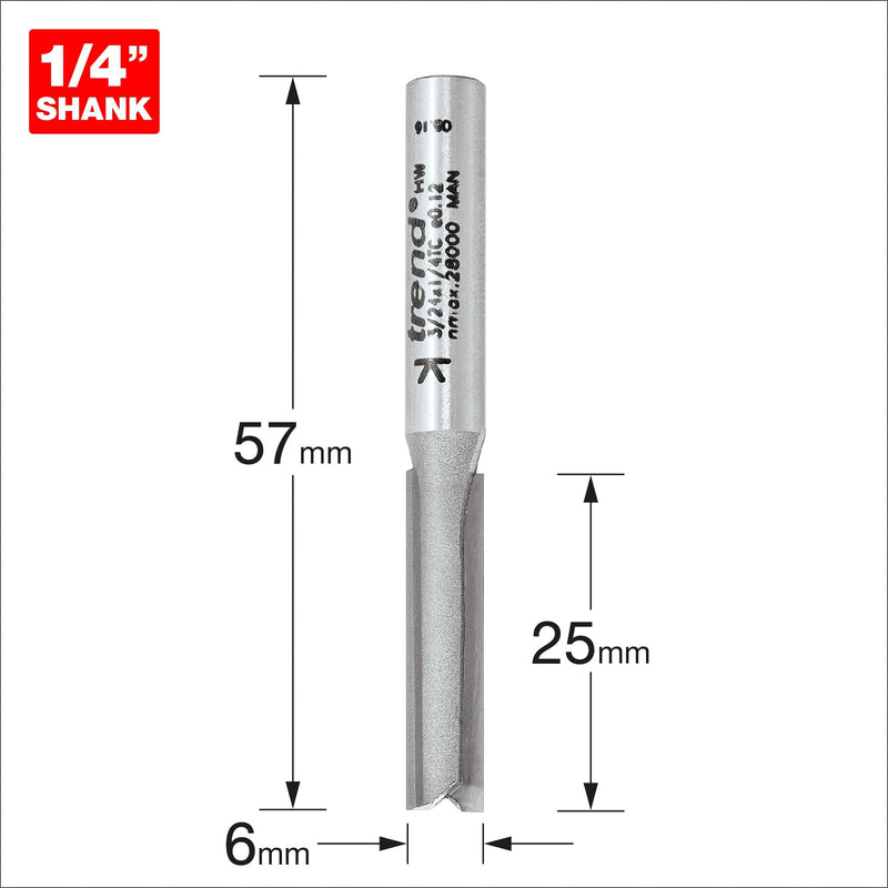 3/24X1/4TC - Two flute cutter 6mm diameter