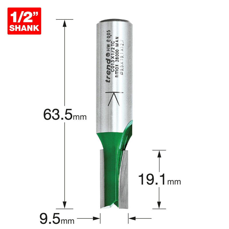 C013X1/2TC - Two Flute Cutter 9.5mm diameter