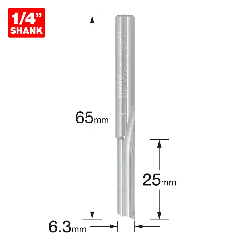 C301X1/4TC - Trend CraftPro 1/4 Single Flute ABS/PVC 6.3mm dia x 25mm cut depth