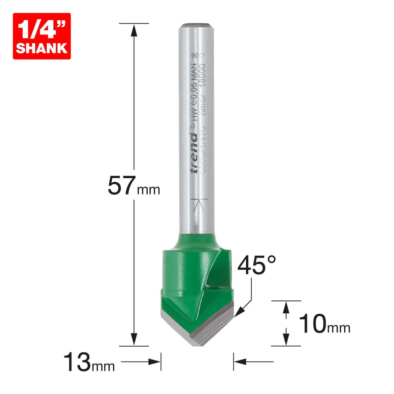 C300X1/4TC - rend CraftPro 1/4 Alucobond 45 Degrees V Groove 13mm dia x 10mm cut depth