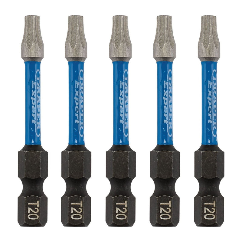 Draper 05652 Draper Expert TX-STAR® Impact Screwdriver Bits, T20 x 50mm, 1/4" Hex (Pack of 5)