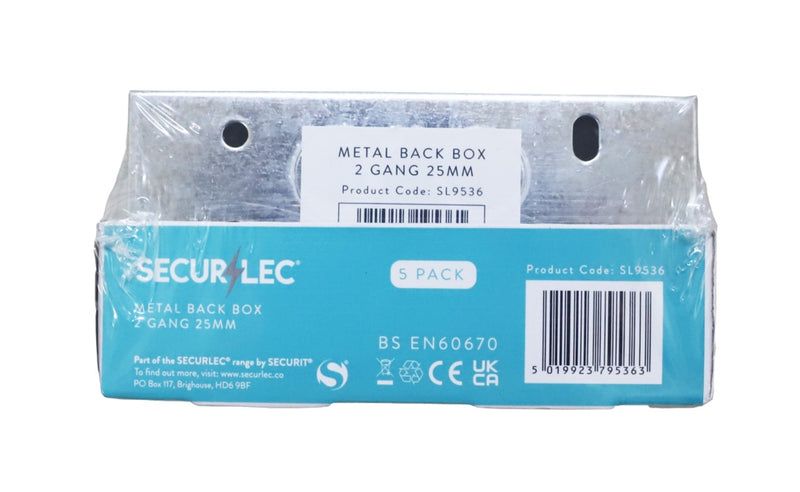 Securlec Metal Back Box 2 Gang 25mm